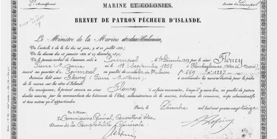 brevet de patron pêcheur d'Islande