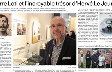 Capture d'écran d'un article de presse intitulé "Pierre Loti et l'incroyable trésor d'Hervé Le Jeune"