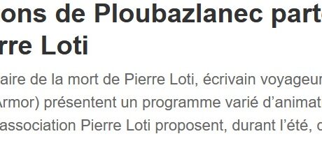 Capture d'écran d'un article de presse intitulé "Les associations de Ploubazlanec partent sur les traces de Pierre Loti"