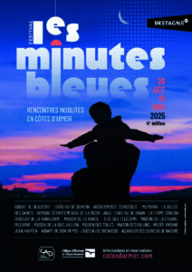 Visuel 2025 des Minutes Bleues, une personne devant un coucher de soleil