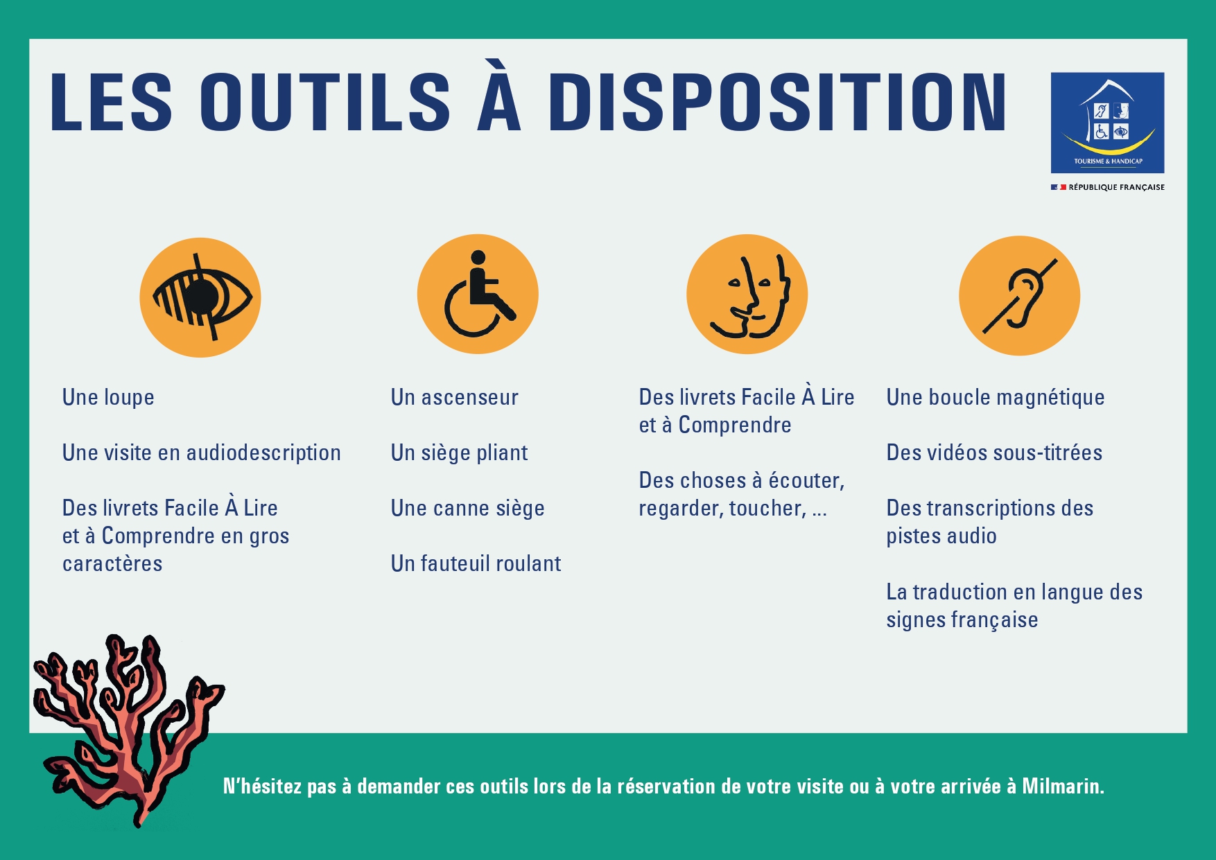Les outils à disposition pour quatre familles de handicap.