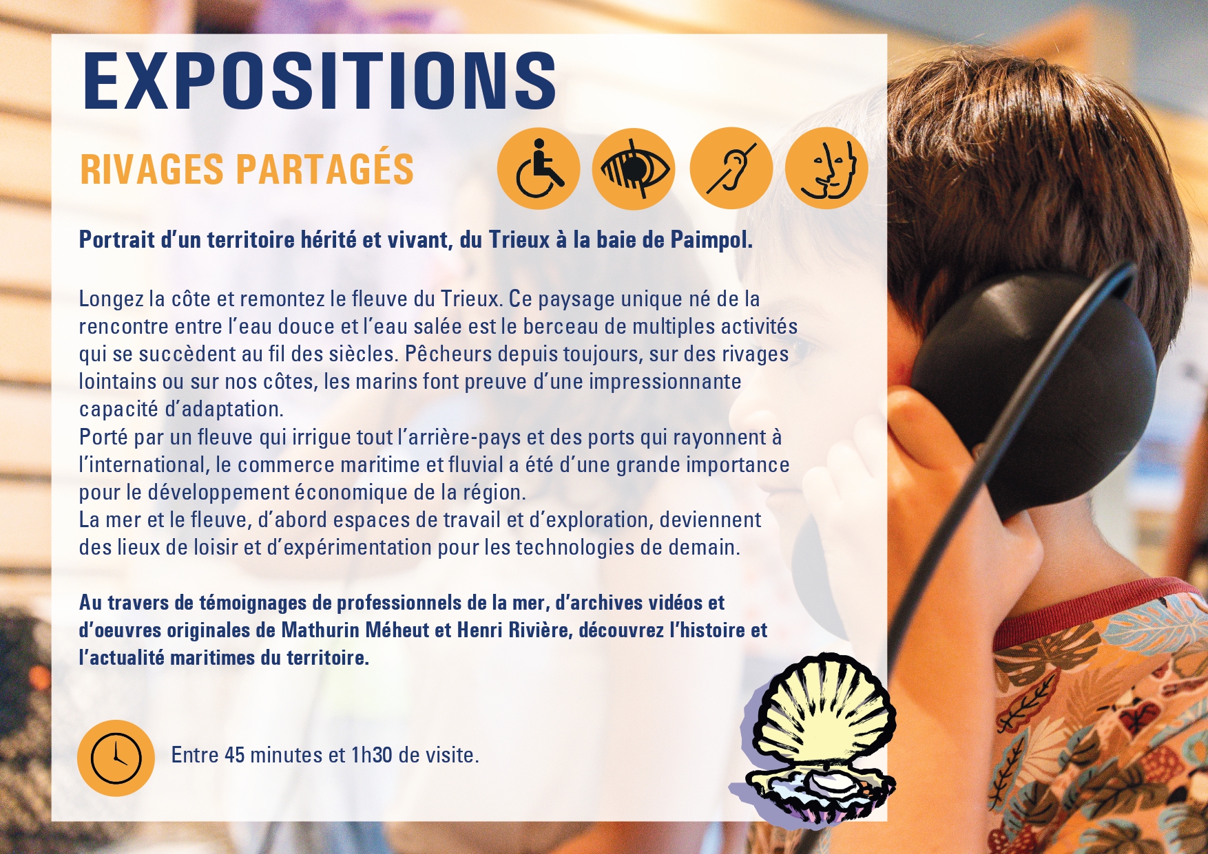 Description de l'exposition Rivages partagés sur les activités maritimes passées et actuelles de la baie de Paimpol et du Trieux.