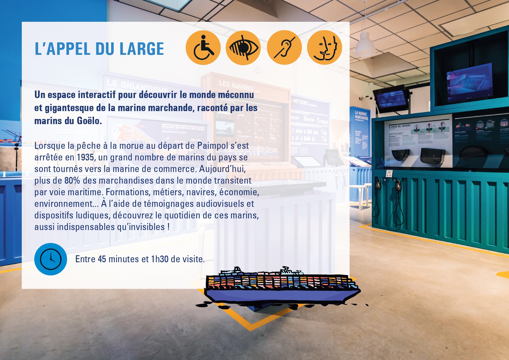 Description de l'exposition L'Appel du large sur la marine marchande contemporaine.