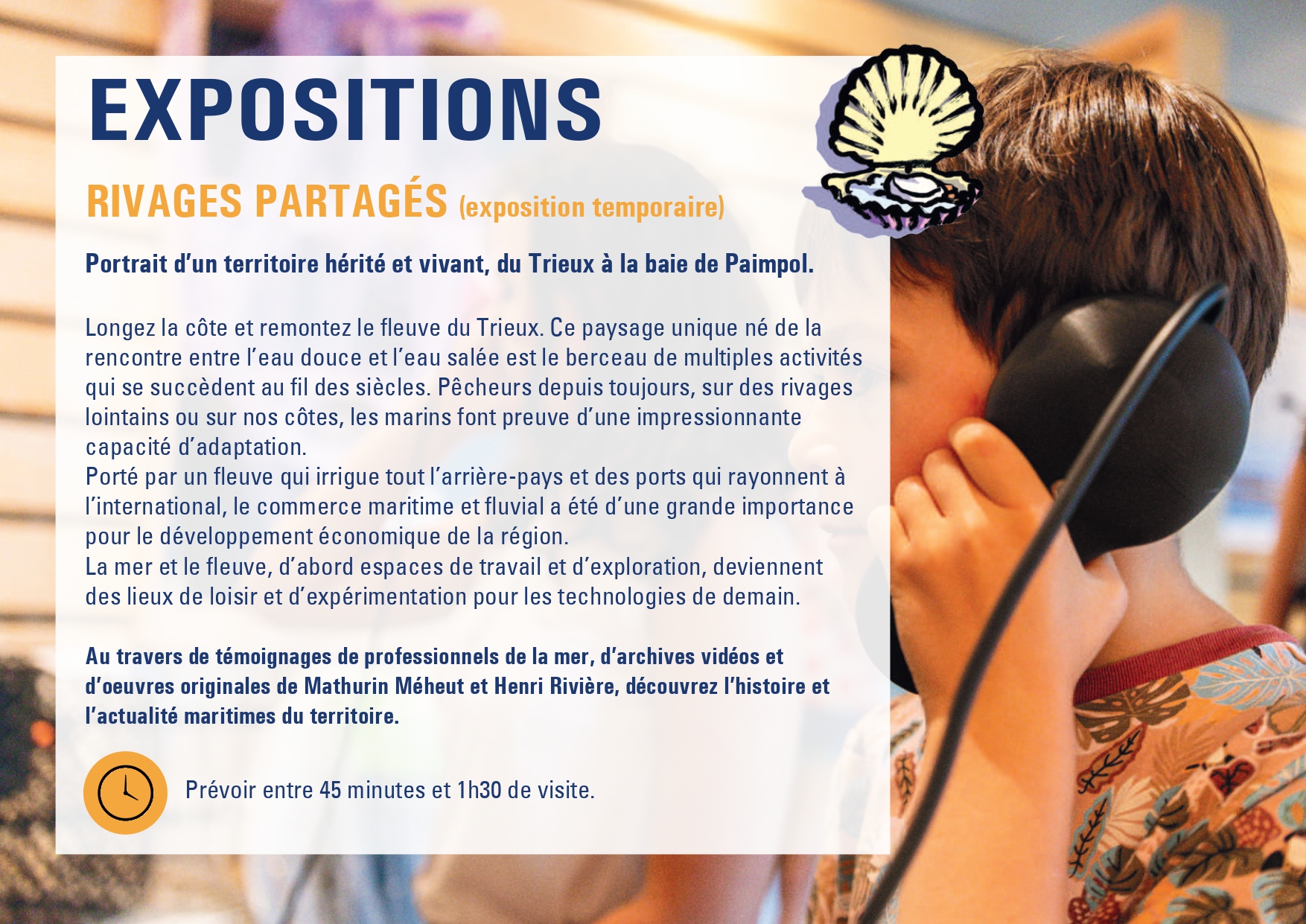Description de l'exposition Rivages partagés sur les activités maritimes passées et actuelles de la baie de Paimpol et du Trieux.